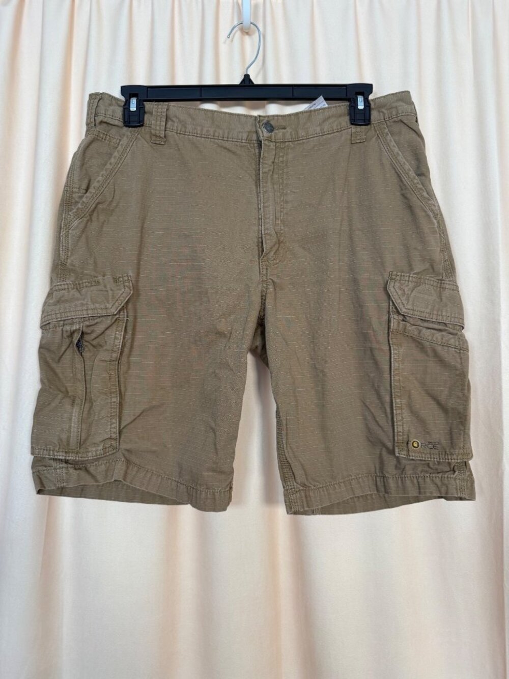 Carhartt Mens Relaxed Fit Beige Cargo Shorts Size 38 Cotton Durable Workwear